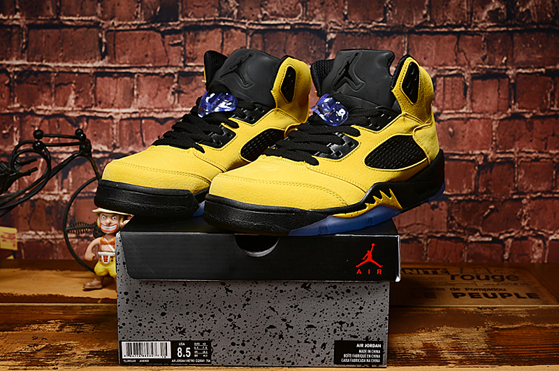 2019 Air Jordan 5 Retro Yellow Black Shoes - Click Image to Close